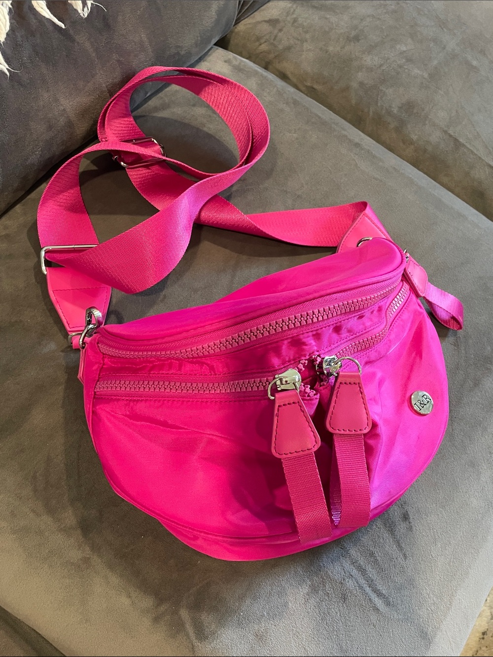 Hot Pink Women's Crossbody Bum Bag- Iris & Rainbow - Picture 1 of 6